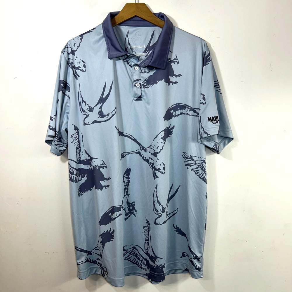 Swannies Golf Polo Mens 2XL Performance All Over Print Outdoors Ducks Camping